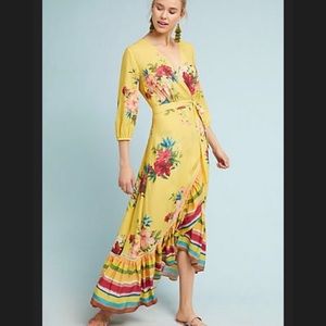 Anthropologie Farm Rio Floral Wrap Maxi Dress